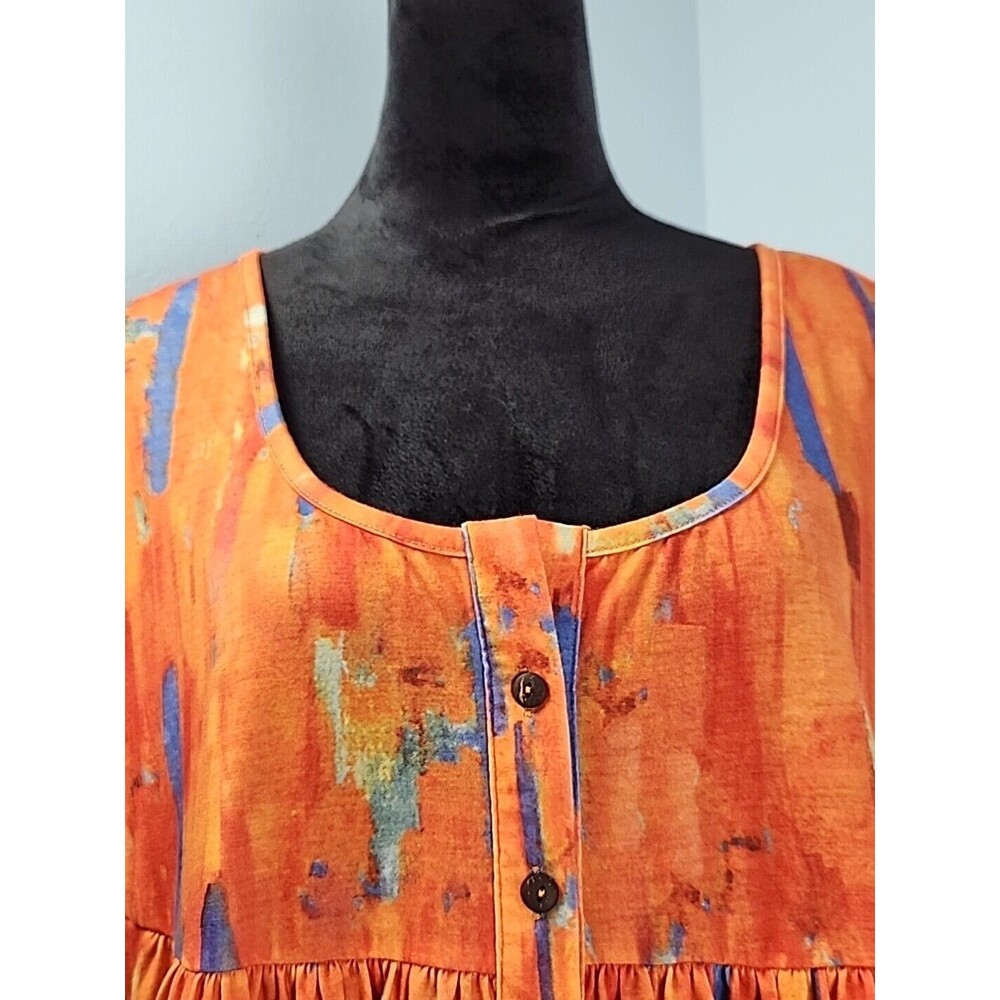A-Line Round Neck Hekka Dress Large Short Sleeve Abstract Art Print Colorful - Picture 3 of 8